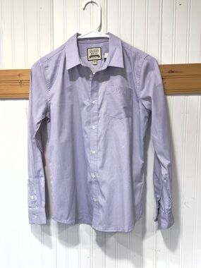 NWT GUESS Big Boys Classic Poplin Pin Striped Button Up Shirt Purple Size 12